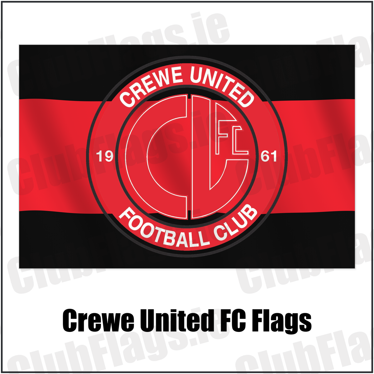 Crewe United FC Flags with the club crest and colours, Antrim Football - ClubFlags.ie