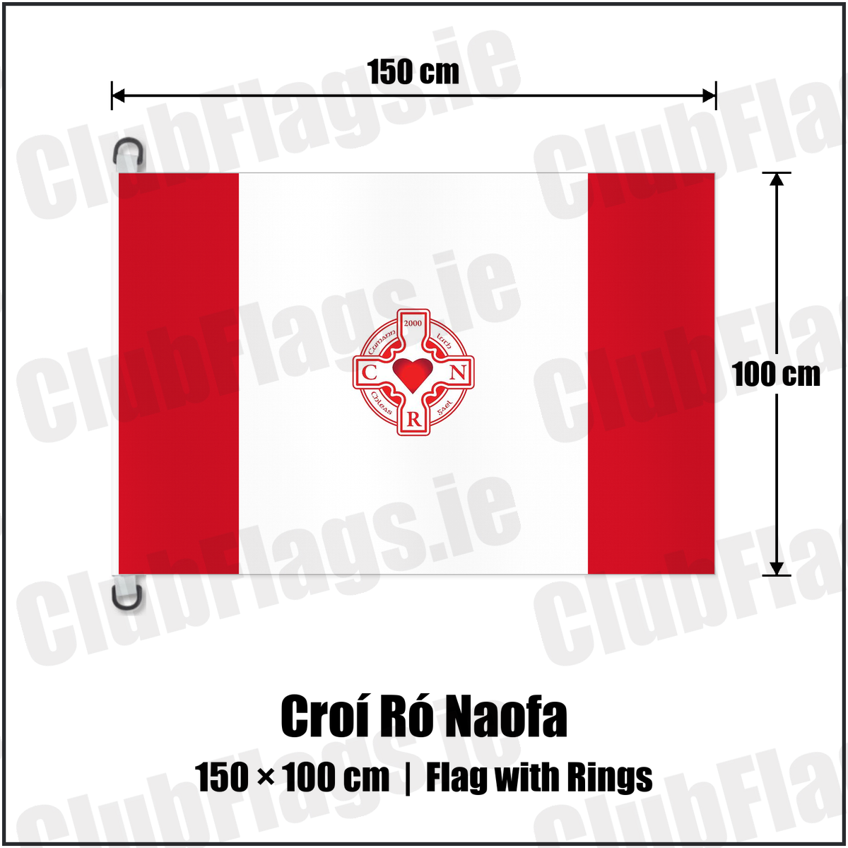 Croí Ró Naofa 150cm x 100cm Flag Pole Flag with Rings with the club crest and colours, Dublin GAA - ClubFlags.ie