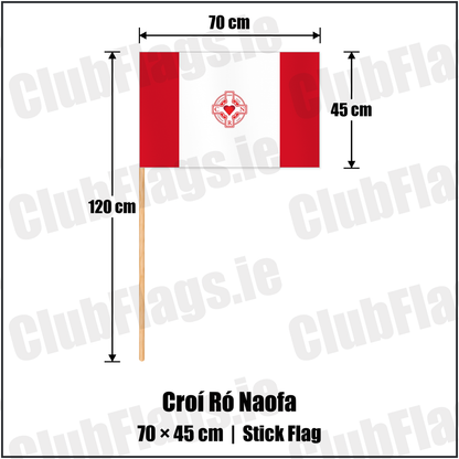 Croí Ró Naofa 45cm x 70cm Stick Flag with the club crest and colours, Dublin GAA - ClubFlags.ie