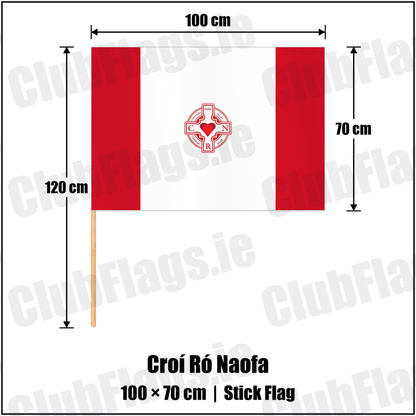 Croí Ró Naofa 70cm x 100cm Stick Flag with the club crest and colours, Dublin GAA - ClubFlags.ie