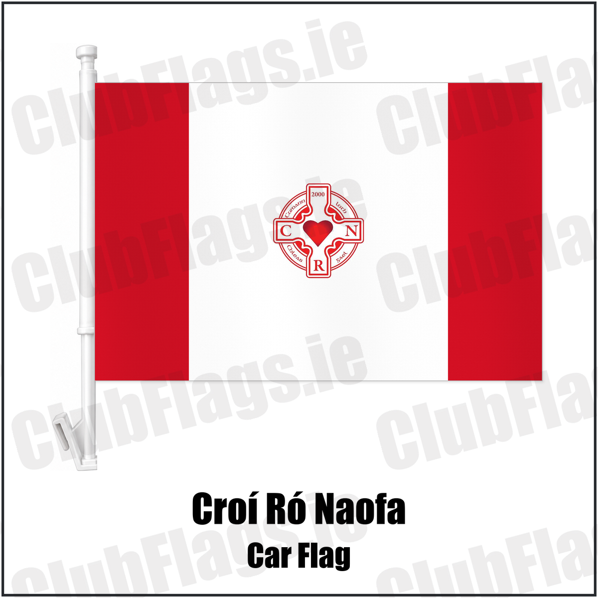Croí Ró Naofa Car Flag with the club crest and colours, Dublin GAA - ClubFlags.ie