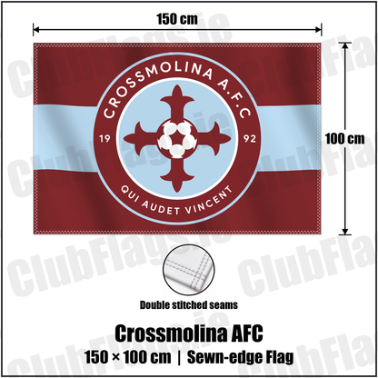Crossmolina AFC 100cm x 150cm Flag (sewn on the edges) with the club crest and colours, Mayo Football - ClubFlags.ie