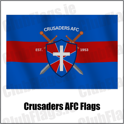Crusaders AFC Flags with the club crest and colours, Waterford Football - ClubFlags.ie