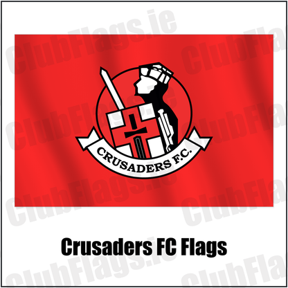Crusaders FC Flags with the club crest and colours, Antrim Football - ClubFlags.ie