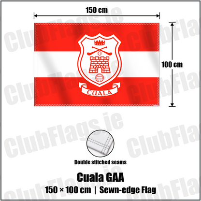 Cuala GAA 100cm x 150cm Flag (sewn on the edges) with the verified club crest and colours, Dublin GAA - ClubFlags.ie