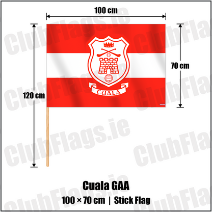 Cuala GAA 70cm x 100cm Stick Flag with the verified club crest and colours, Dublin GAA - ClubFlags.ie
