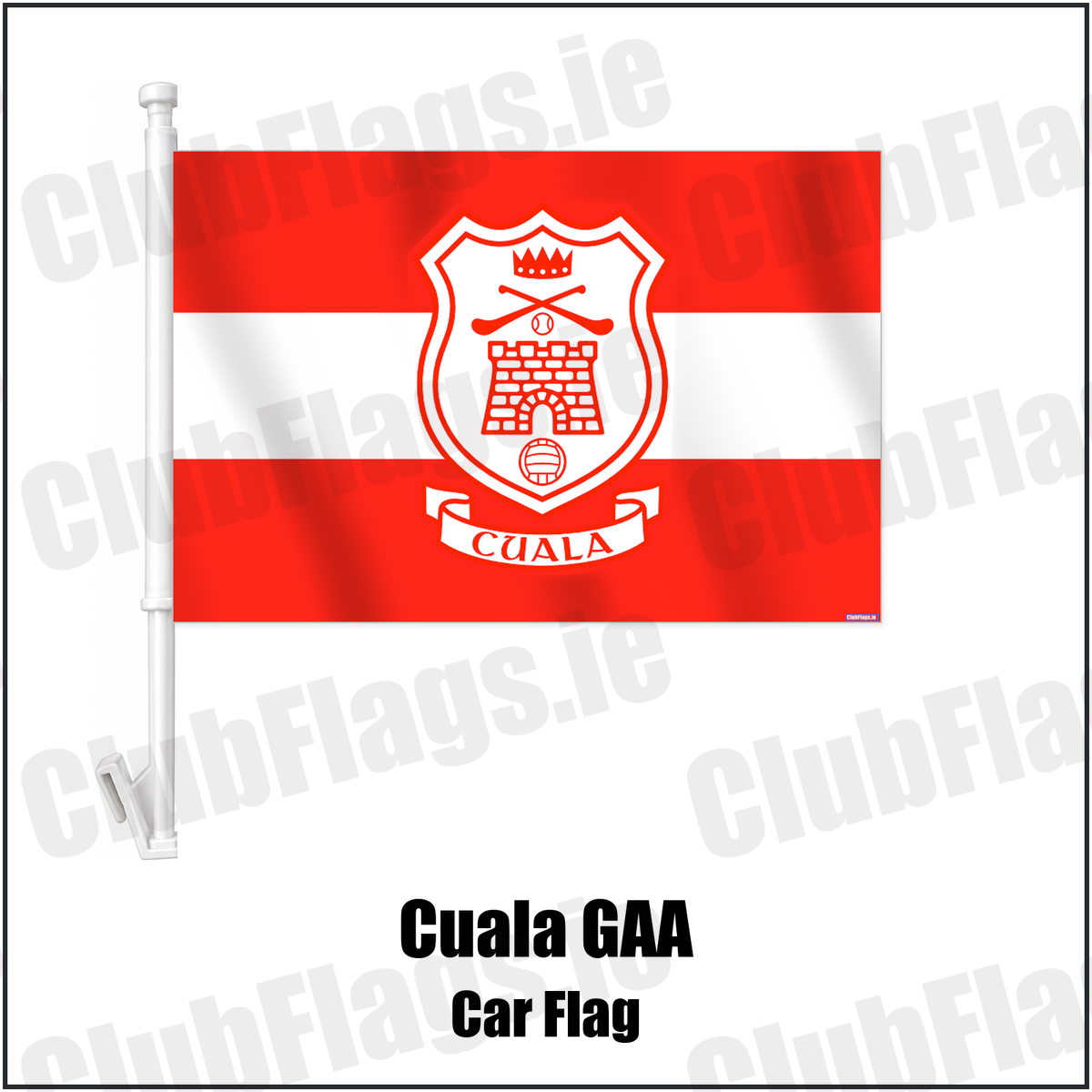 Cuala GAA Car Flag with the verified club crest and colours, Dublin GAA - ClubFlags.ie