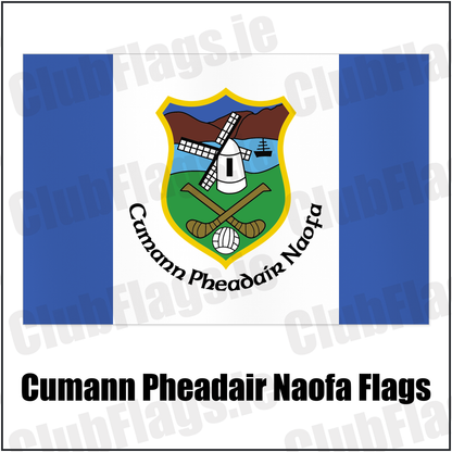Cumann Pheadair Naofa Flags with the club crest and colours, Down GAA - ClubFlags.ie