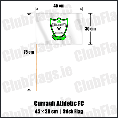Curragh Athletic FC 30cm x 45cm Stick Flag with the club crest and colours, Donegal Football - ClubFlags.ie