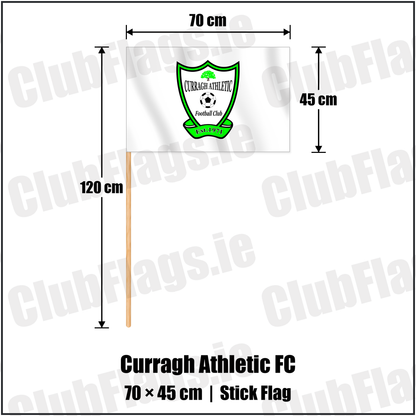 Curragh Athletic FC 45cm x 70cm Stick Flag with the club crest and colours, Donegal Football - ClubFlags.ie