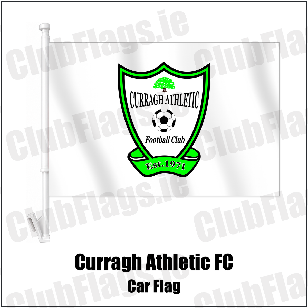 Curragh Athletic FC Car Flag with the club crest and colours, Donegal Football - ClubFlags.ie