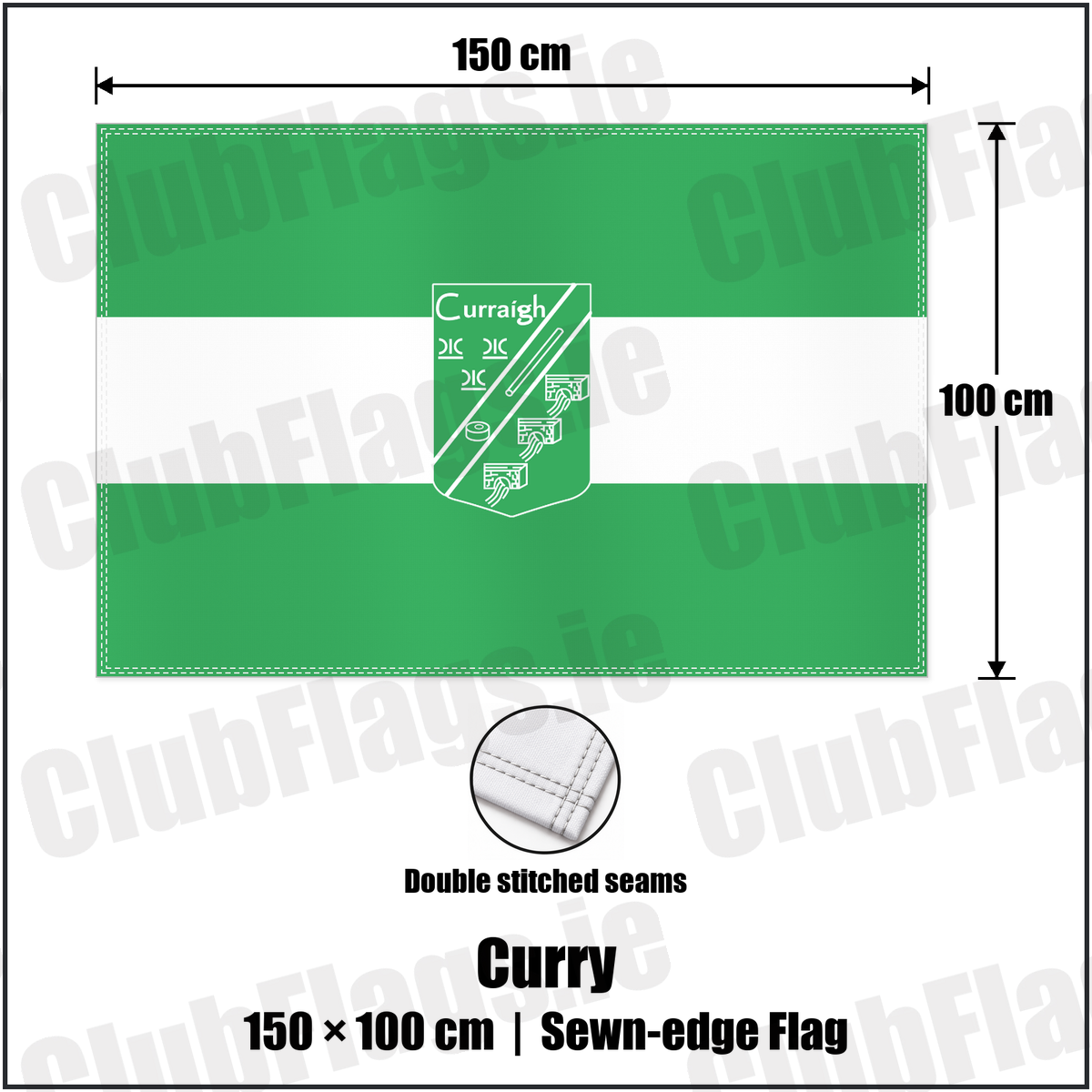 Curry 100cm x 150cm Flag (sewn on the edges) with the club crest and colours, Sligo GAA - ClubFlags.ie