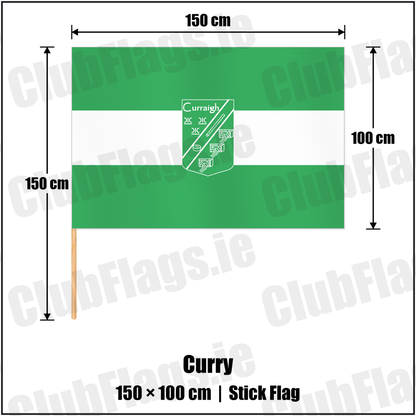 Curry 100cm x 150cm Stick Flag with the club crest and colours, Sligo GAA - ClubFlags.ie