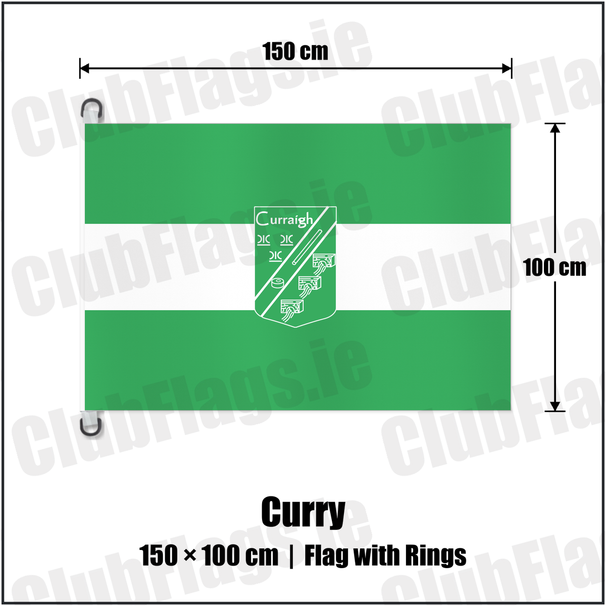 Curry 150cm x 100cm Flag Pole Flag with Rings with the club crest and colours, Sligo GAA - ClubFlags.ie