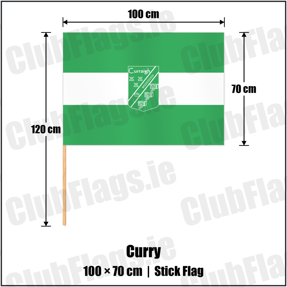 Curry 70cm x 100cm Stick Flag with the club crest and colours, Sligo GAA - ClubFlags.ie