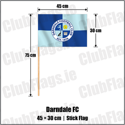 Darndale FC 30cm x 45cm Stick Flag with the club crest and colours, Dublin Football - ClubFlags.ie