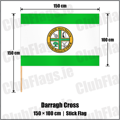 Darragh Cross 100cm x 150cm Stick Flag with the club crest and colours, Down GAA - ClubFlags.ie