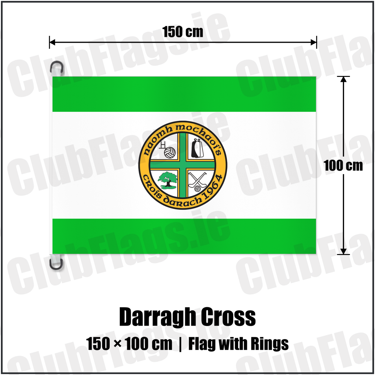 Darragh Cross 150cm x 100cm Flag Pole Flag with Rings with the club crest and colours, Down GAA - ClubFlags.ie
