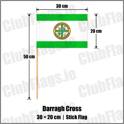 Darragh Cross 20cm x 30cm Stick Flag with the club crest and colours, Down GAA - ClubFlags.ie