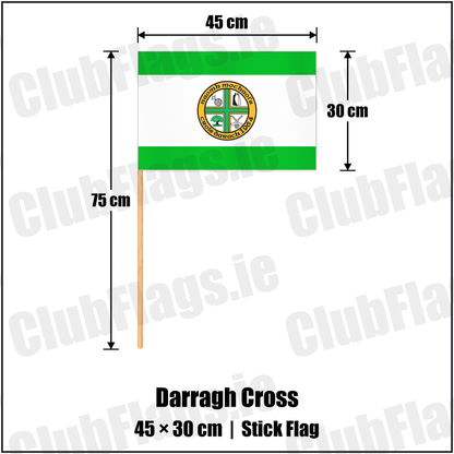 Darragh Cross 30cm x 45cm Stick Flag with the club crest and colours, Down GAA - ClubFlags.ie