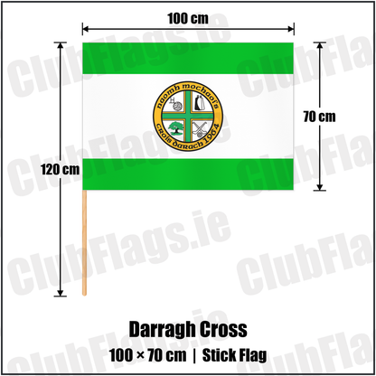 Darragh Cross 70cm x 100cm Stick Flag with the club crest and colours, Down GAA - ClubFlags.ie