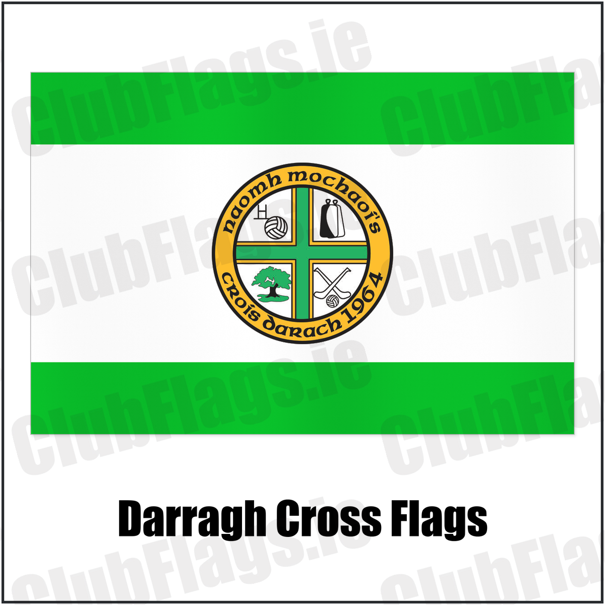 Darragh Cross Flags with the club crest and colours, Down GAA - ClubFlags.ie