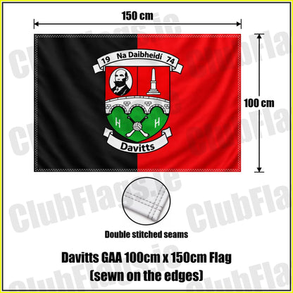Davitts GAA 100cm x 150cm Flag (sewn on the edges) - ClubFlags.ie