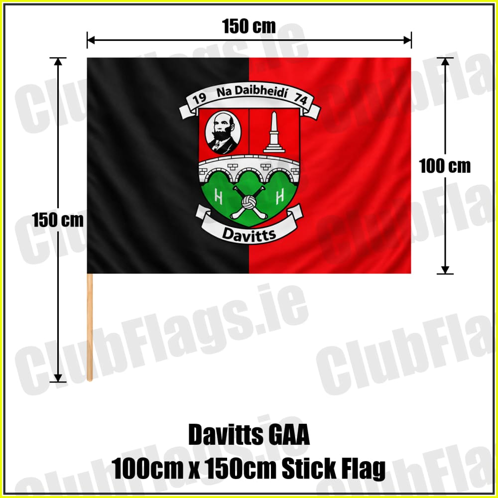 Davitts GAA 100cm x 150cm Stick Flag - ClubFlags.ie
