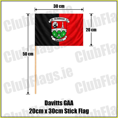 Davitts GAA 20cm x 30cm Stick Flag - ClubFlags.ie