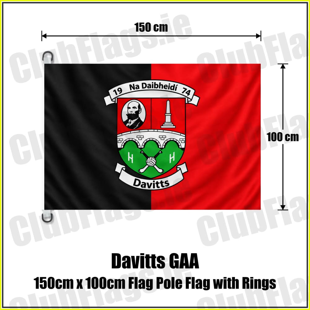 Davitts GAA 150cm x 100cm Flag Pole Flag with Rings - ClubFlags.ie