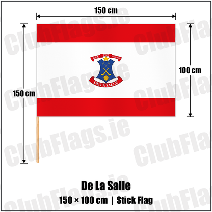 De La Salle 100cm x 150cm Stick Flag with the club crest and colours, Waterford GAA - ClubFlags.ie