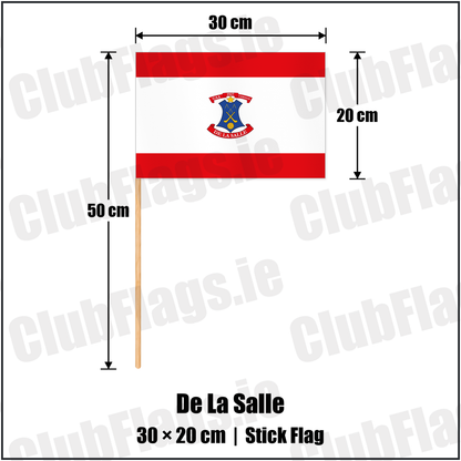 De La Salle 20cm x 30cm Stick Flag with the club crest and colours, Waterford GAA - ClubFlags.ie