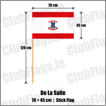 De La Salle 45cm x 70cm Stick Flag with the club crest and colours, Waterford GAA - ClubFlags.ie