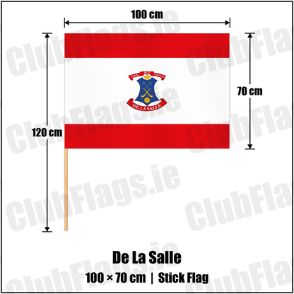 De La Salle 70cm x 100cm Stick Flag with the club crest and colours, Waterford GAA - ClubFlags.ie