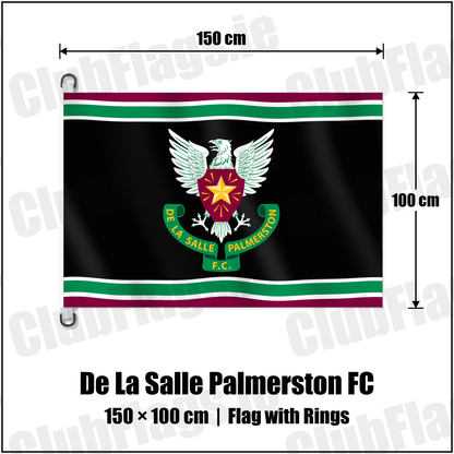 De La Salle Palmerston FC 150cm x 100cm Flag Pole Flag with Rings with the club crest and colours, Dublin Rugby - ClubFlags.ie