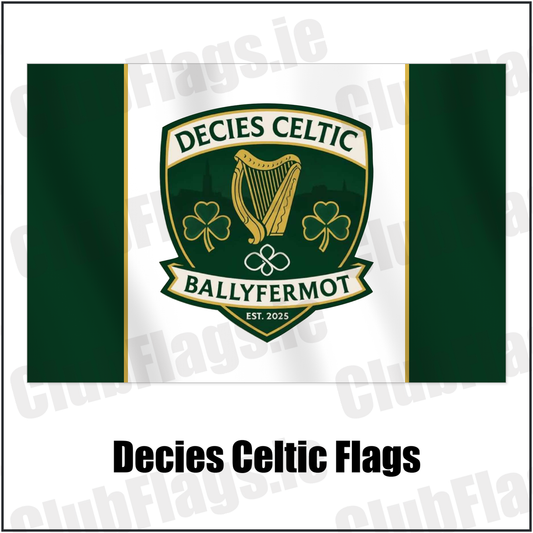 Decies Celtic Flags with the club crest and colours, Dublin Football - ClubFlags.ie