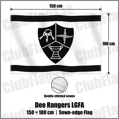 Dee Rangers LGFA 100cm x 150cm Flag (sewn on the edges) with the club crest and colours, Meath GAA - ClubFlags.ie