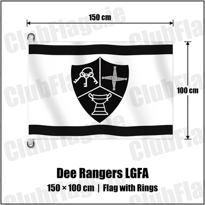Dee Rangers LGFA 150cm x 100cm Flag Pole Flag with Rings with the club crest and colours, Meath GAA - ClubFlags.ie