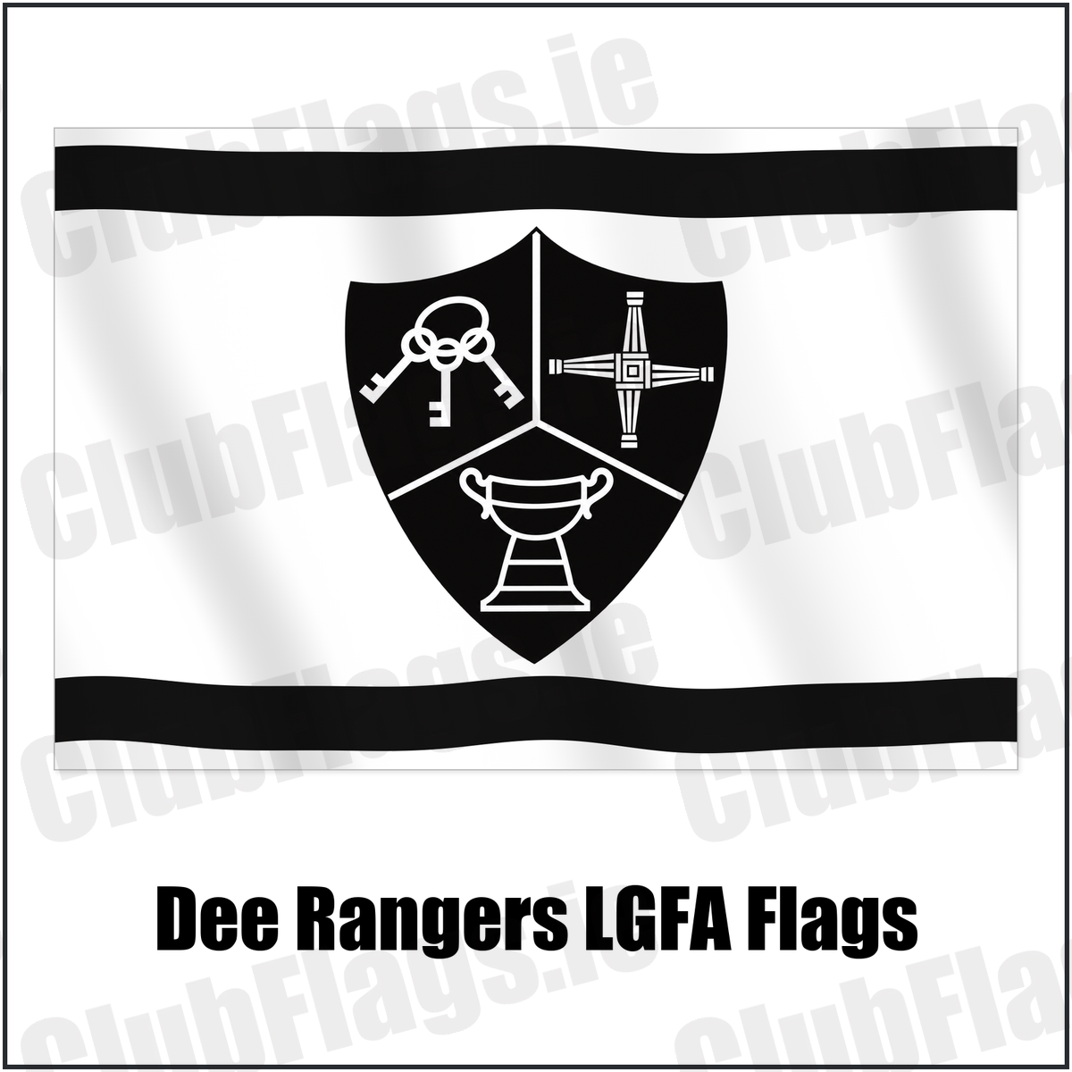 Dee Rangers LGFA Flags with the club crest and colours, Meath GAA - ClubFlags.ie