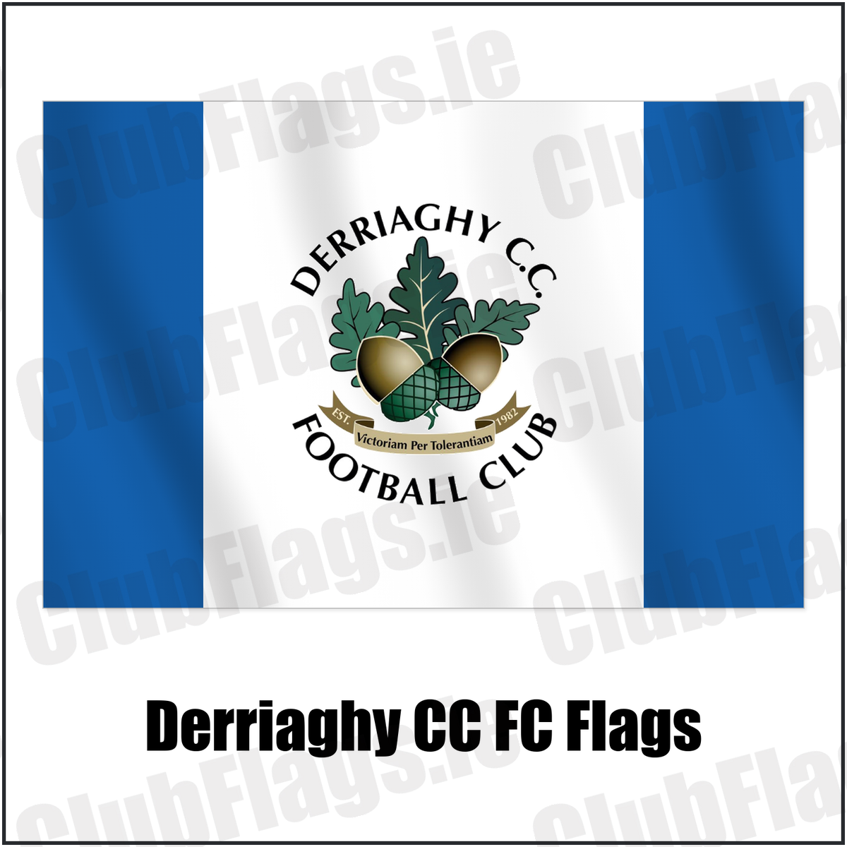 Derriaghy CC FC Flags with the club crest and colours, Antrim Football - ClubFlags.ie