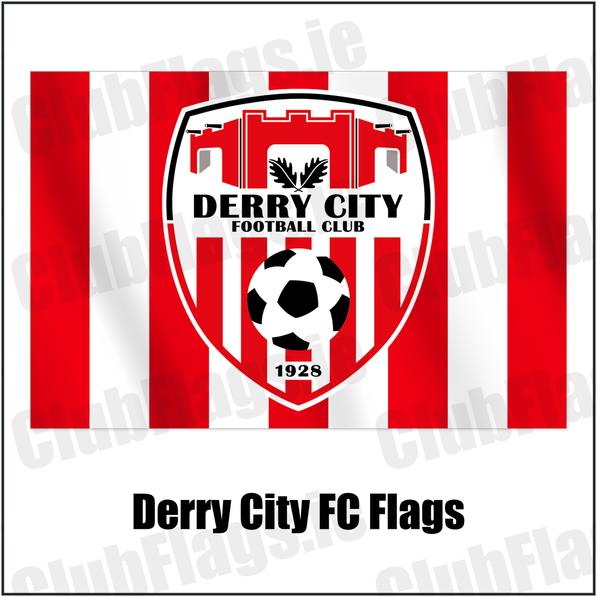 Derry City FC Flags with the club crest and colours, Derry Football - ClubFlags.ie