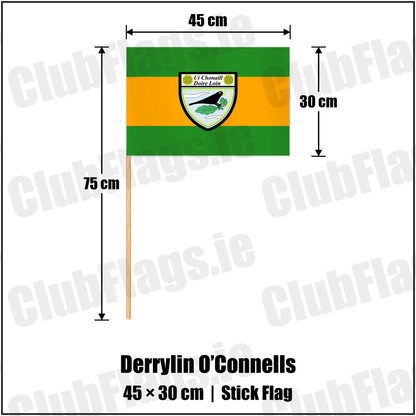 Derrylin O’Connells 30cm x 45cm Stick Flag with the club crest and colours, Fermanagh GAA - ClubFlags.ie