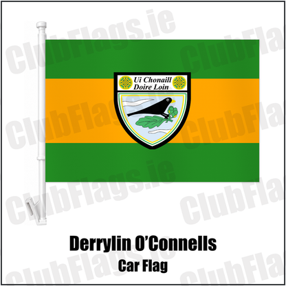 Derrylin O’Connells Car Flag with the club crest and colours, Fermanagh GAA - ClubFlags.ie