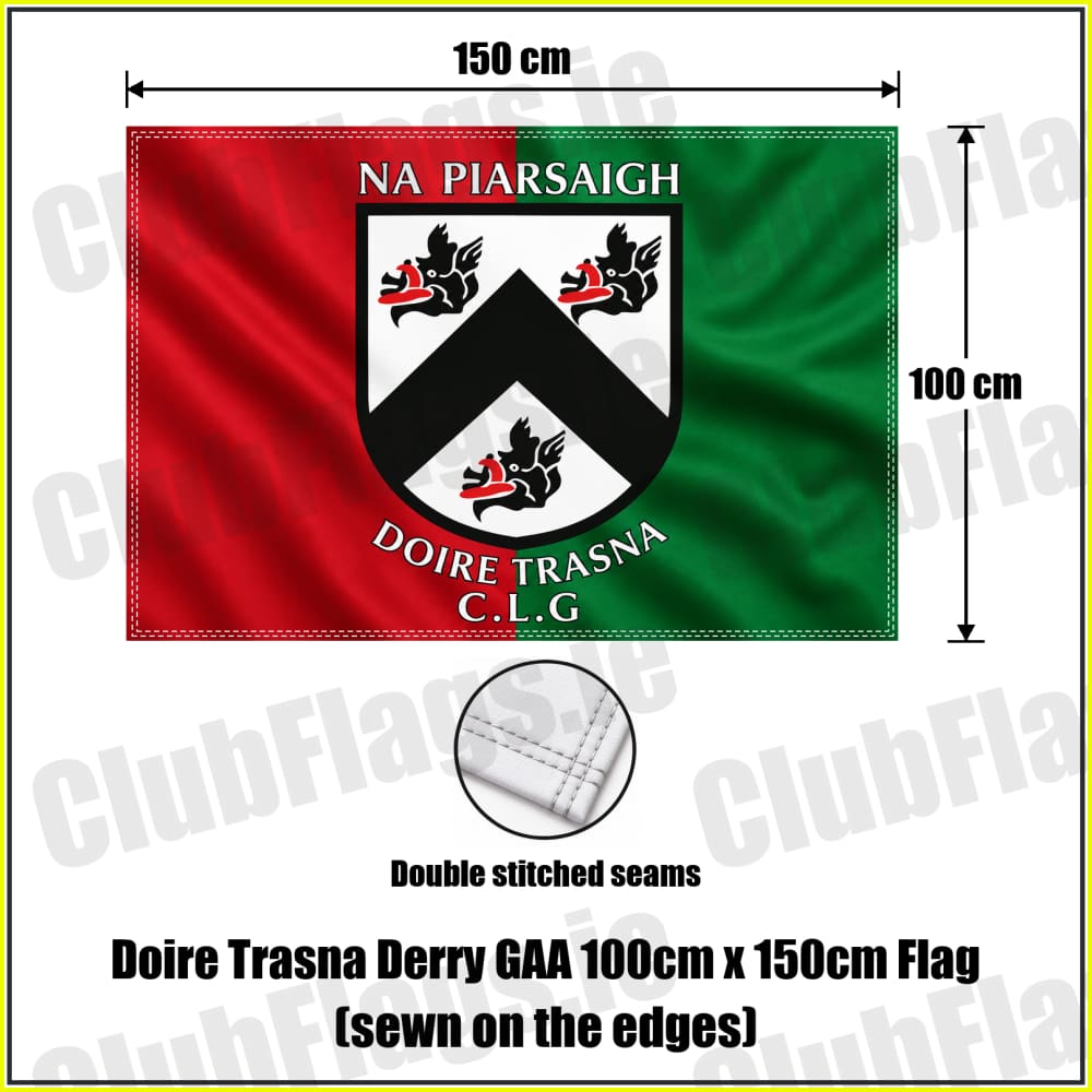 Doire Trasna Derry GAA 100cm x 150cm Flag (sewn on the edges) - ClubFlags.ie
