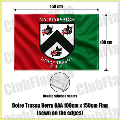 Doire Trasna Derry GAA 100cm x 150cm Flag (sewn on the edges) - ClubFlags.ie