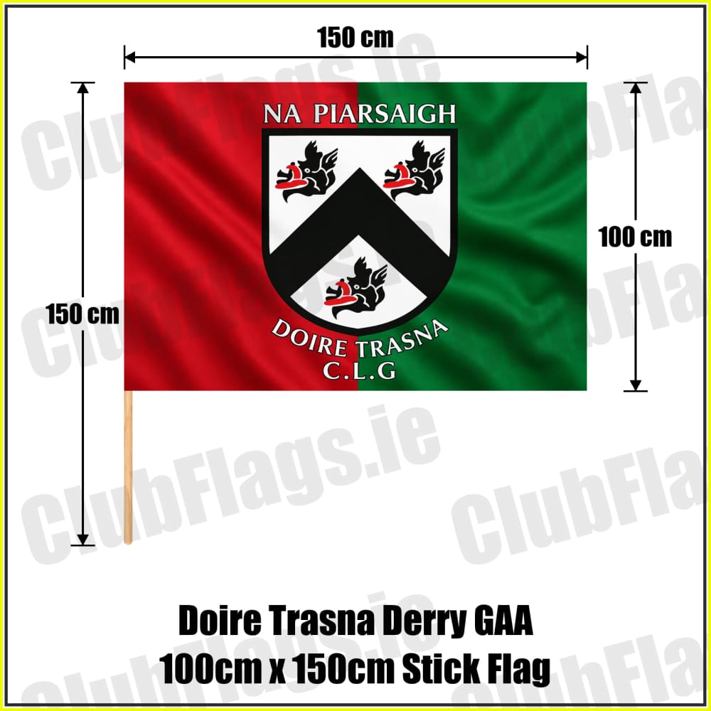 Doire Trasna Derry GAA 100cm x 150cm Stick Flag - ClubFlags.ie