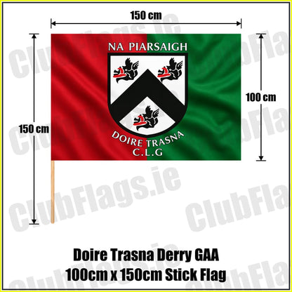 Doire Trasna Derry GAA 100cm x 150cm Stick Flag - ClubFlags.ie