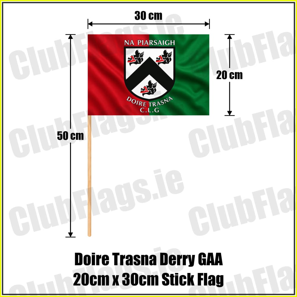 Doire Trasna Derry GAA 20cm x 30cm Stick Flag - ClubFlags.ie