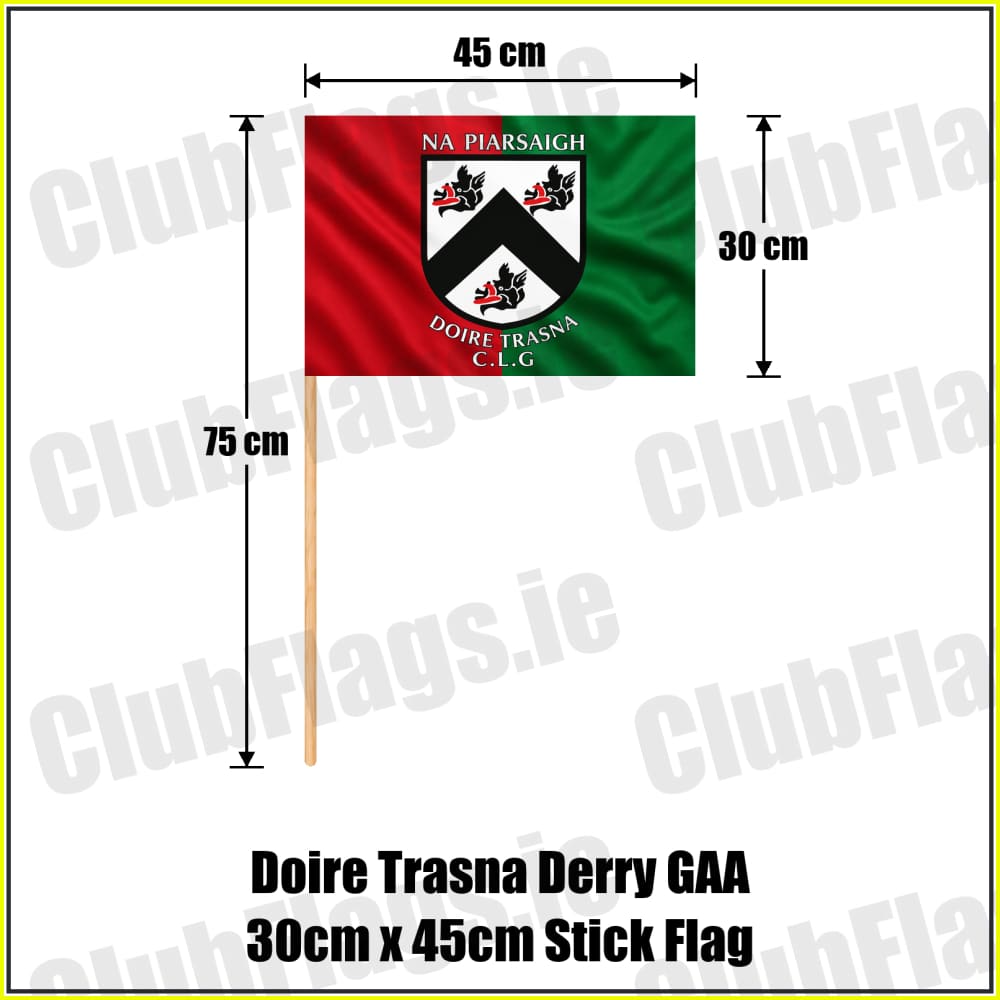 Doire Trasna Derry GAA 30cm x 45cm Stick Flag - ClubFlags.ie