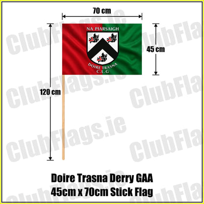 Doire Trasna Derry GAA 45cm x 70cm Stick Flag - ClubFlags.ie